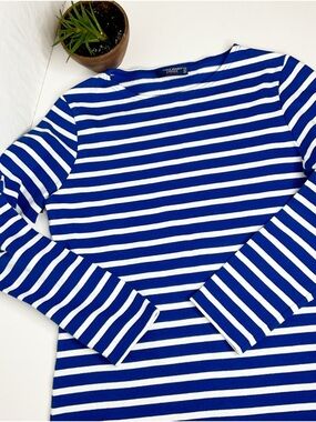 Saint James Blue White Breton Stripe Top Long Sleeve XS